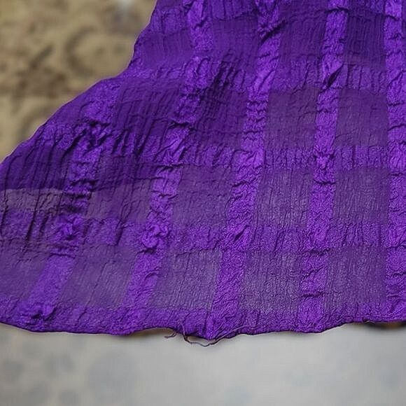Vtg sheer purple ribbon grid scarf - Picture 5 of 5
